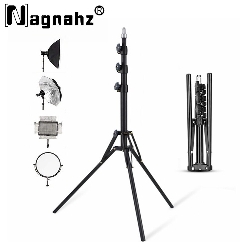 Photography Lighting Handheld - Nagnahz 78インチ写真照明三脚アルミ合金折りたたみ式ポータブルライトスタンド写真カメラフラッシュマウントブラケット