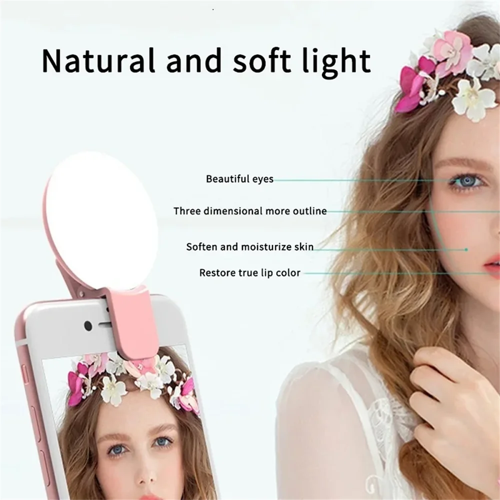 携帯用ミニ自撮りリングライト、LEDランプ、USB充電式、写 - Photography Lighting Game のレビューと価格
