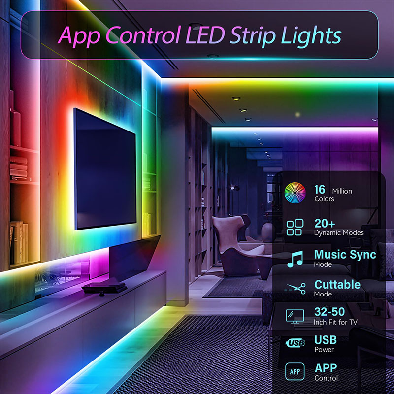 USB RGB LEDストリップライト SMD3535 アプ - Photography Lighting Game のレビューと価格