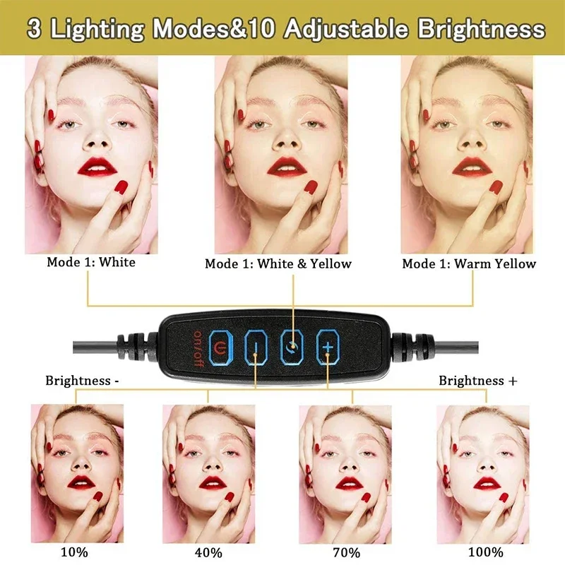 セルフィーリングライト付きの柔軟なユニバーサル携帯電話ホルダ - Photography Lighting Description のレビューと価格